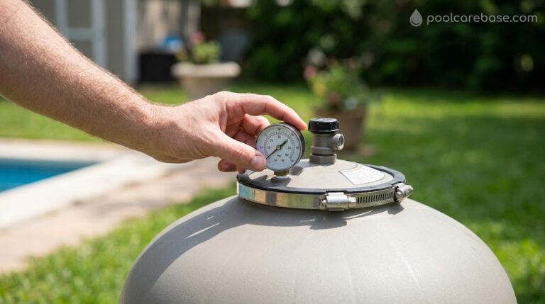 Pool filter pressure gauge troubleshooting and checking a pressure dial on pool filtration equipment